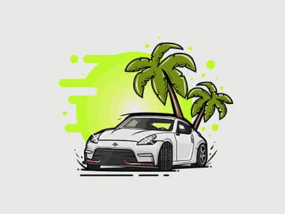 370z Nismo. Always a favorite! black car dribbble dribbble shot fast green illustrator neon photoshop silver tree white