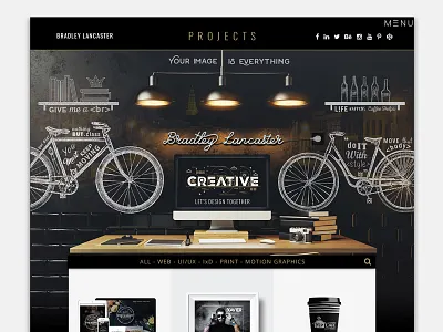 Portfolio Creative Masonry Projects Gallery Page agency creative design gallery grid hero isotope minimal portfolio projects website