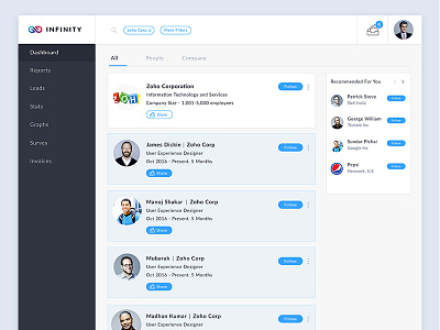 Infinity - Search Listing Page for dashboard design listingpage ui ux website