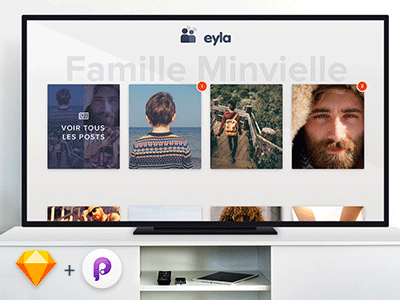 Eyla UI Kit Tv App for Sketch animation app appletv principle remote social tv tv app ui ui kit uikit