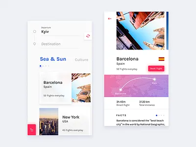 Flight Booking App - Light android app clean flight booking ios light mobile travel ui