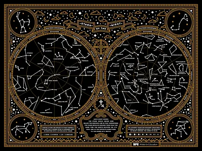 Stars Of The Night afe constellations illustration moon mythology poster stars