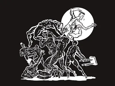 Fight Night brush fight illustration night