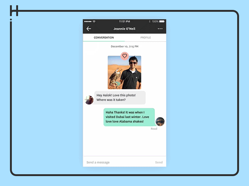 Example of Hinge Chat to Profile