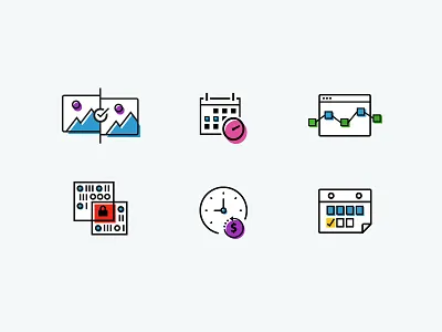 Data Conversion Icons banking conversion data icons illustration legacy line art offset