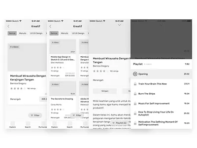 Explore - Klasio Online Course Low Fidelity ios inspiration klasio mobile app online course online learning uiux video course