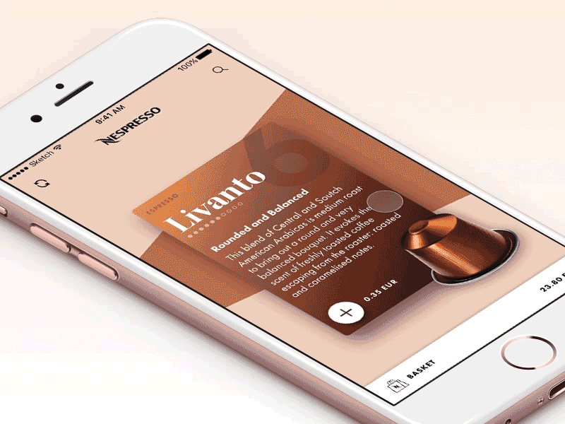 Nespresso - Select Your Capsule animation cards gif ios iphone nespresso principle prototype sketch ui