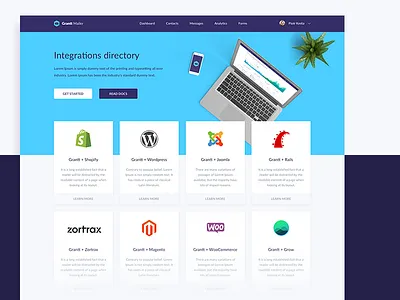 Grantt Mailer - Integrations catalog catalog catalogue dashboard design integrations interface landing mail mailer newsletter