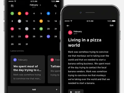 Dreamery - Dark Theme app calendar diary dream entries entry details light theme note