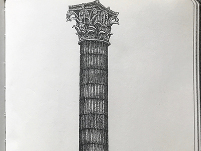 Temple of Zeus athens drawing illustration pen and ink sketch