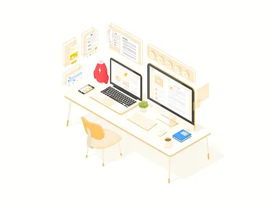 Isometric Workbench illustration isometric