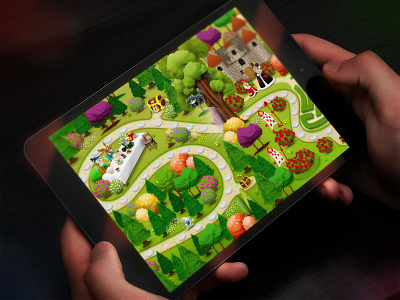 Сasual game map. Wonderland alisa browser cartoon casual character game illustration map wonderland