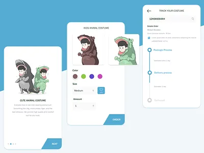 Cute Costume Mobile App animal costume cute illustration illustrator kids mobile app shark