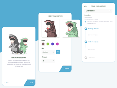 Cute Costume Mobile App animal costume cute illustration illustrator kids mobile app shark