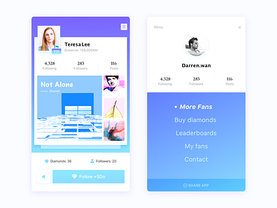 More fans app ui follow ios more fans ui design user interface