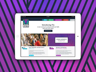 Via Web Concept bright church line pattern religious saturated spiritual stained glass web website