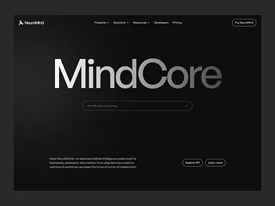 NeuroMind - An AI company shaping the future of intelligence. ai branding home page landing page ui ui design ux ux design web design