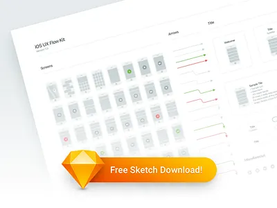 Free Sketch Download: iOS UX Flow Kit app application download free freebie map sitemap ui ux wireframes