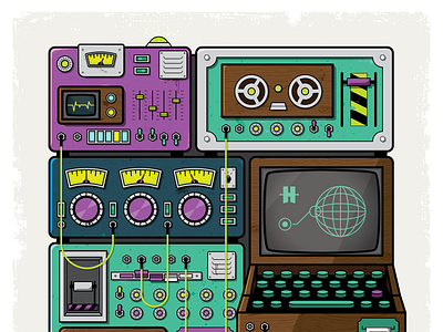 Ideatron 3000 computer future information retro science fiction illustration scifi technology