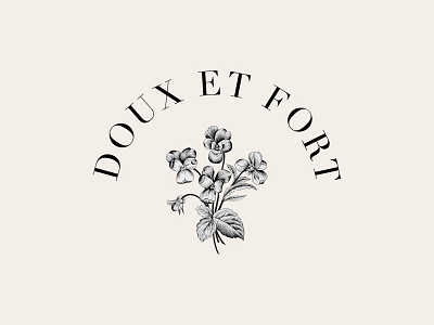 Doux et Fort Alternate Logo Concept black cream flowers illustration retro serif