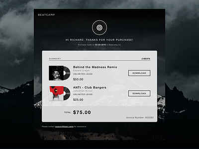 E-mail Receipt for Beatcamp branding design ecommerce email icon ios logo ui ux vector web