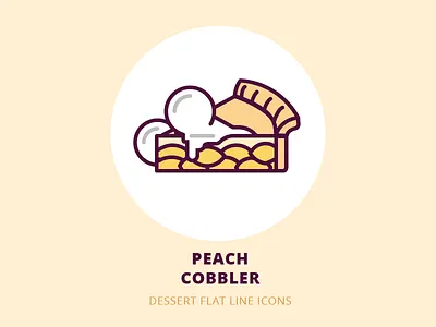 Dessert flat line icons cobbler dessert icon peach pie