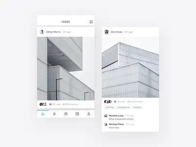 Feeds app camera feeds gallery photo profile ui