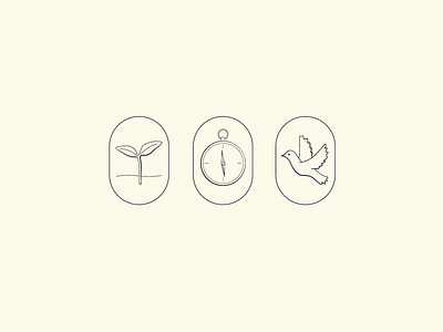 Wildfire IV compass dove icons illustration seedling wildfire