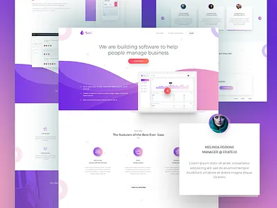 SaaS Software Landing Page V2 clean landing page long shadow psd saas saas app saas application saas landing page saas service software ui web