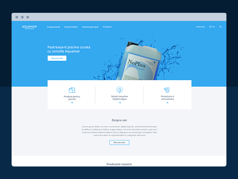 Aquamar Homepage clean gif homepage maintenance pool products website