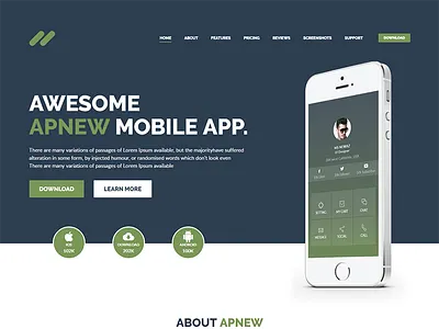 ApNew – App Landing PSD Template agency psd template android app app developer psd template app psd template app template creative psd template