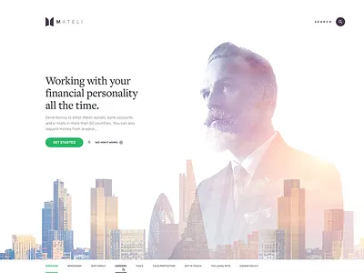 Mateli bank banking button concept finance landing logo photo typography