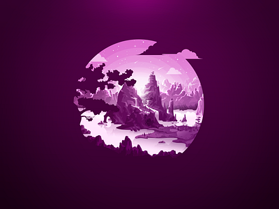 Mountain Landscape cave depth details illustration lake landscape mountain nature negative popular proart prokopenko river tree trend water waterfall