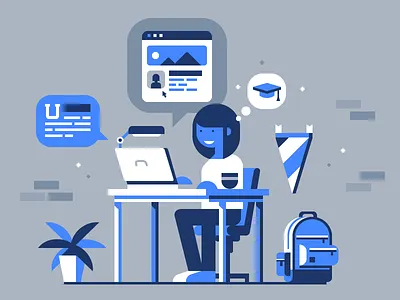 Ecosystems: Applying for College application applying backpack college lamp laptop plant student university