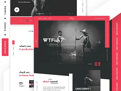 cooxed - a funky digital agency v3 creative agency digital agency funky and fresh landing page minimal production agency ui ui design unicorns video production web design website design