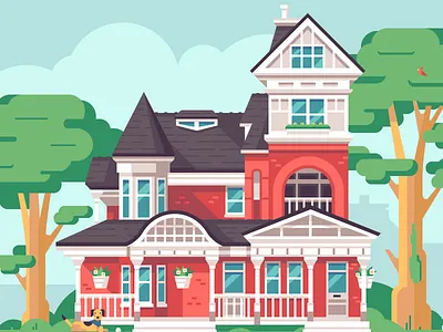 Alamo Pharma House alamo architecture bird brick dog door house tree victorian window