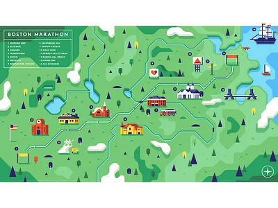 Outside Magazine: Boston boat boston clock clouds map marathon route running trees