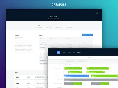 Creapose agenda client crm customer managment silmple task ui ux web app