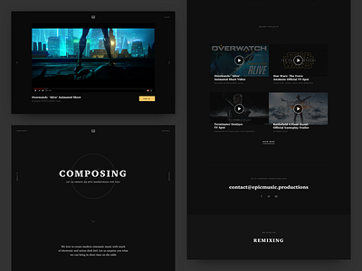 Epic Music - Composing ales black web design charter circular font composing dark web design epic epic music music studio video player website intro