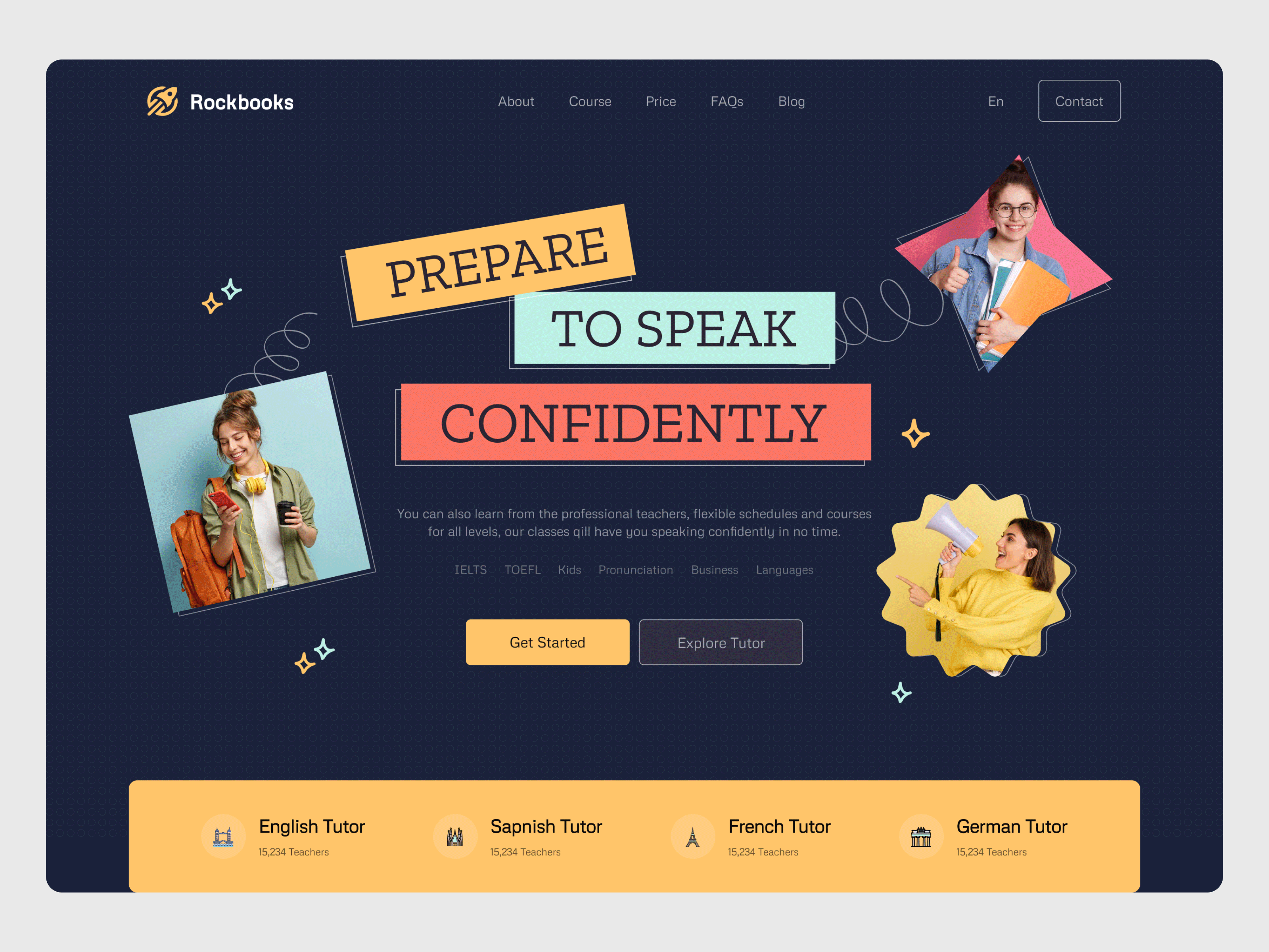 EdTech Landing Page design edtech edtech website education elearning landing page language language learning online learning tutor ui ui design web design website website design
