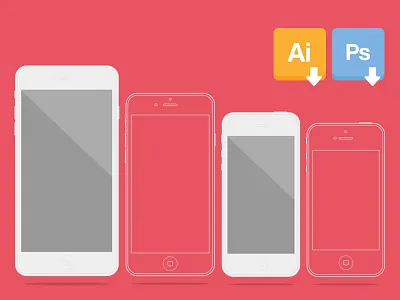 Flat iPhone Vector Mockup Set ai flat free freebie iphone kit mockup psd template ux vector wireframe