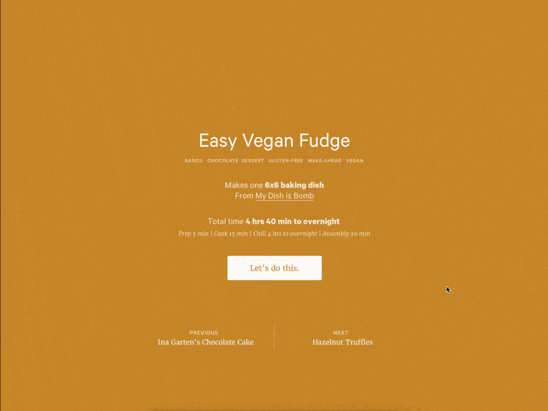 Recipe collection split screen animation bronze food lekker principle recipes split screen