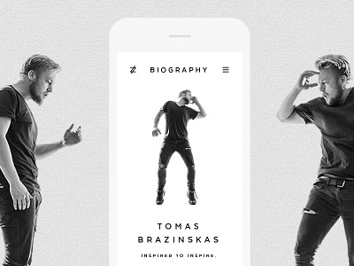 Brazzi Biography Page / Mobile UI / UX biogtaphy design minimal mobile page photographer photography ui ux website