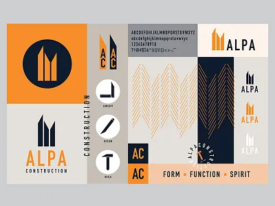 Alpa Construction Branding badge branding graphic design logo vector