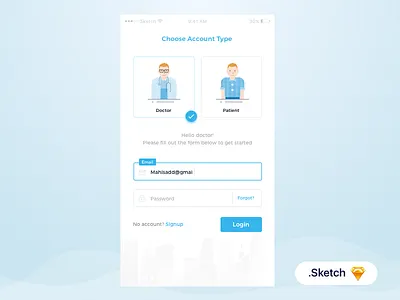 Multiple Login Form android rebound animation mobile dashboard interaction illustration home input clean invite form ios iphone login onboarding material design medical menu signup ui ux sketch free