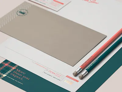 HSCo branding 03 - stationery branding business card custom green lettering logo monogram pink real estate script signature stationery