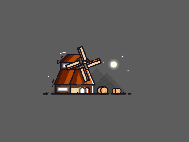 Windmill 2d gif line art loop mill motion motion graphic wind windmill