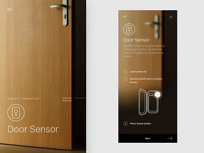 Door Sensor onboarding guide control door guide interface minimal sensor smart home ui