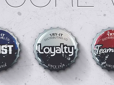 Core Values bottle caps core elements illustration photoshop values web