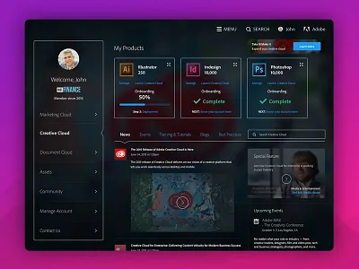 Project Sonoma adobe app cloud dark dashboard ios ipad marketing mobile ui ux web